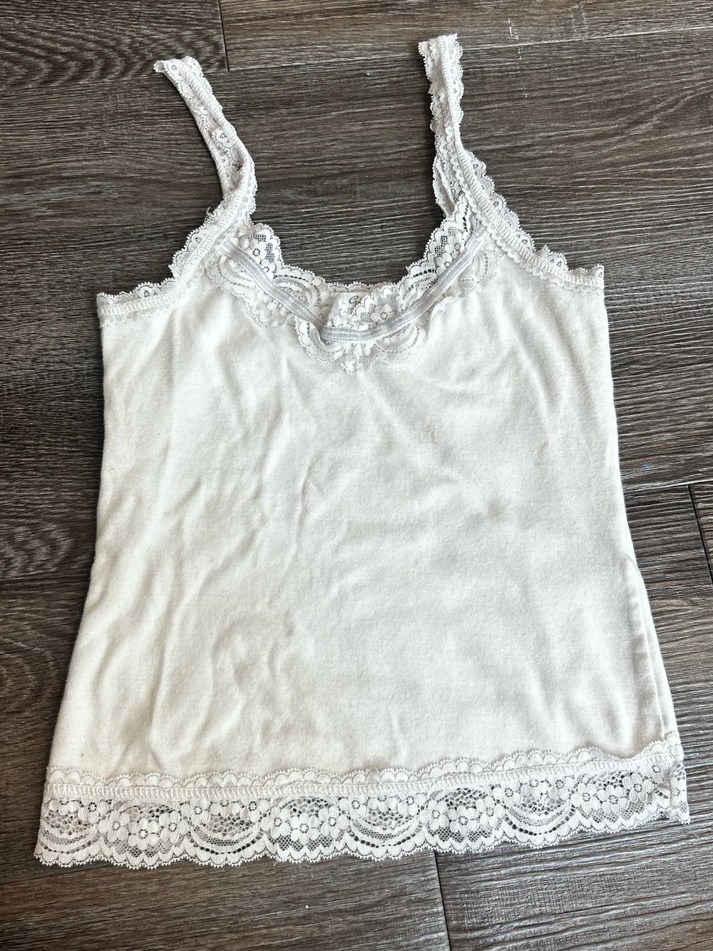Brandy Melville White Lace-Trim Camisole Tank